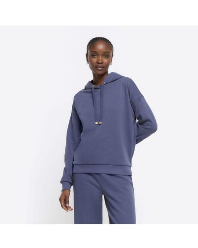 River Island Hoodie Plain - Blue