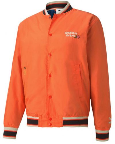PUMA X Randomevent Bomber Graphic Logo Jacket 596661 40 Textile - Orange