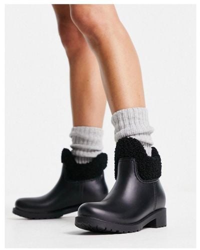 ASOS Coast Shearling Lined Chelsea Rain Boots - Black