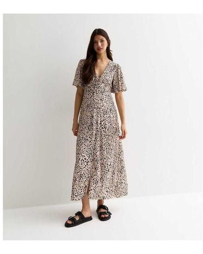 Gini London Midi-jurk Met Knoopsluiting En Dierenprint - Wit
