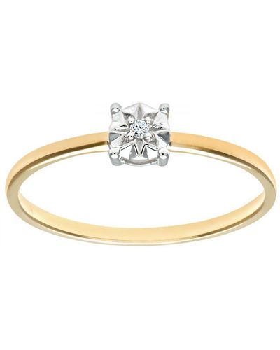 DIAMANT L'ÉTERNEL Dames 9ct Geelgouden Illusie Set Diamanten Solitare Ring - Metallic