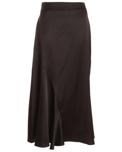 Quiz Black Satin Midaxi Skirt - Brown