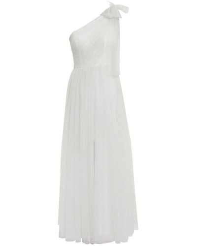 Gina Bacconi Akira Spot Tulle Maxi Dress - White