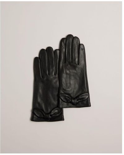 Ted Baker Sophiis Bow Leather Gloves - Black
