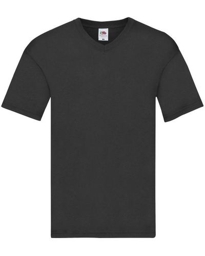 Fruit Of The Loom Original Plain V Neck T-Shirt () Cotton - Black
