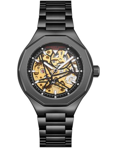Anthony James Met De Hand Gemonteerd, Limited Edition Sports Skeleton Black-horloge Van - Grijs
