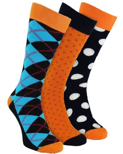 Happy Socks Hs By - 3 Pack Fun Novelty Dress - Argyle - Blue
