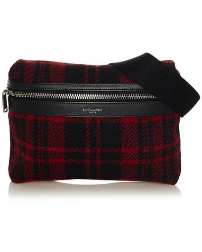 Saint Laurent Vintage Wool Belt Bag Red Wool - Black