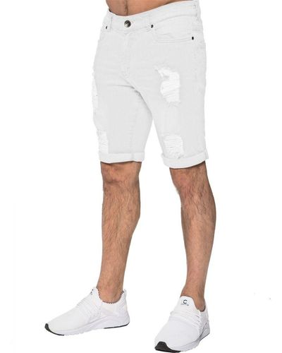 Enzo Ripped Skinny Shorts - White