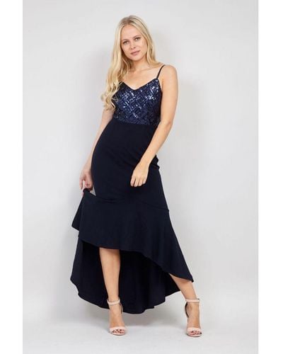 Izabel London Sequin High Low Dress - Blue