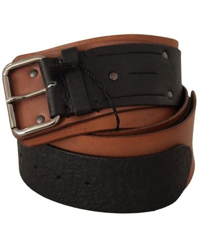 CoSTUME NATIONAL Black Brown Leather Silver Buckle