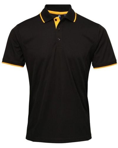 PREMIER Contrast Coolchecker Polo Shirt (/Sunflower) - Black