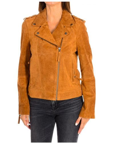 Karl Marc John Short Long Sleeve Leather Jacket 9461 Women Cotton - Orange