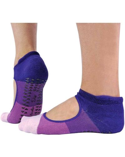 Sock Snob 2 Pairs Ladies Non Slip Grip Low Cut Invisible Pilates Yoga Socks - Purple