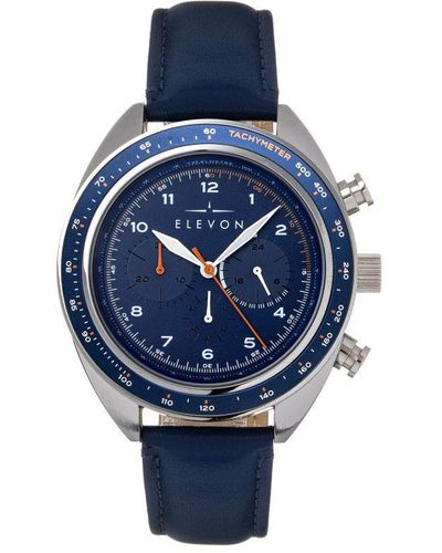 Elevon Watches Bombardier Chronograph Leather-Strap Watch - Blue