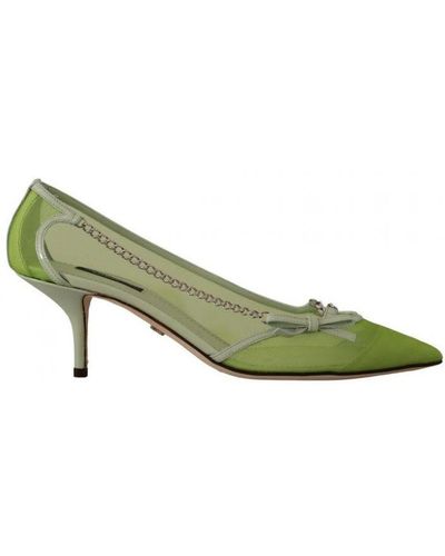 Dolce & Gabbana Green Mesh Leather Chains Heels Court Shoes Shoes