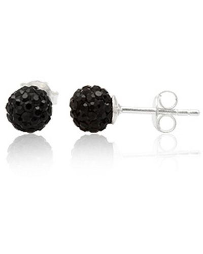 Blue Pearls Pearls Crystal Earrings And 925 - Black