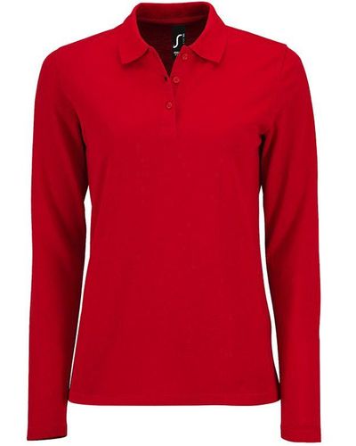 Sol's Perfecte Lange Mouw Pique Polo Shirt (rood)
