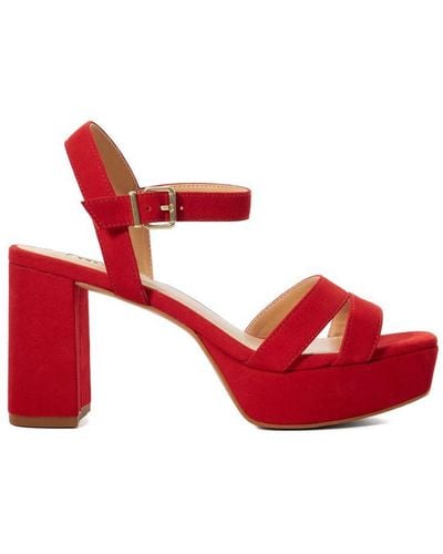 Dune Ladies Molten - Leather Mid-platform Sandals Suede - Red