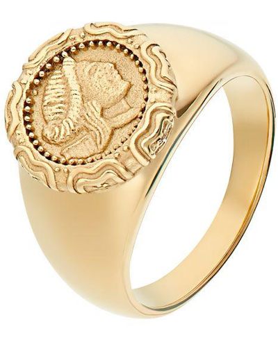 noelani Signet Ring For Ladies, Stainless Steel, Coin - Metallic
