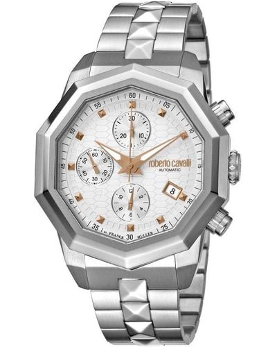 Roberto Cavalli Silver Dial Stainless Steel Watch - Grey