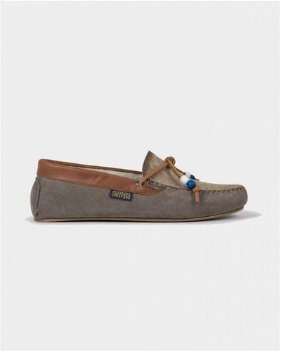 Penelope Chilvers Moccasin Pony Wool- Lined Slipper - Brown