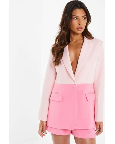 Quiz Two Tone Tailored Blazer - Pink