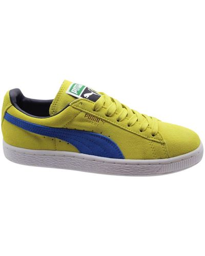 PUMA Suede Classic Lace Up Casual Trainers Green Sheen 352634 76 X5a - Yellow