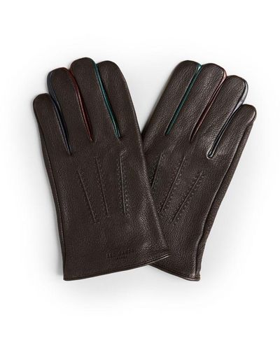 Ted Baker Accessories Parmed Leather Gloves In Brown - Zwart
