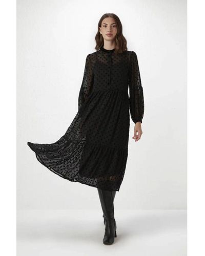 GUSTO Long Velvet Dress - Black