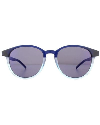 BOSS Hugo Boss By Round Matte Mirror Sunglasses - Blue