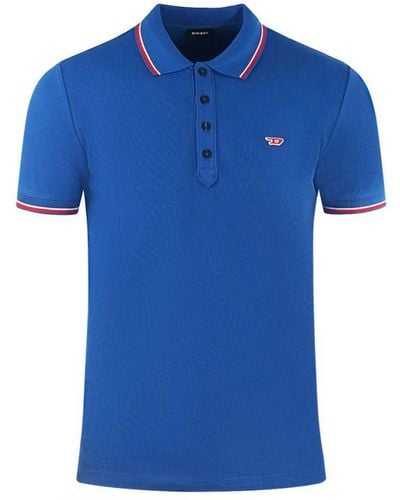 DIESEL Twin Tipped Design Bright Blue Polo Shirt - Blauw