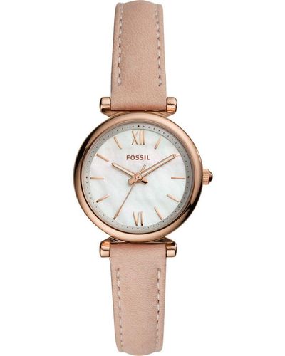Fossil Carlie Mini Watch Es4699 Leather - White