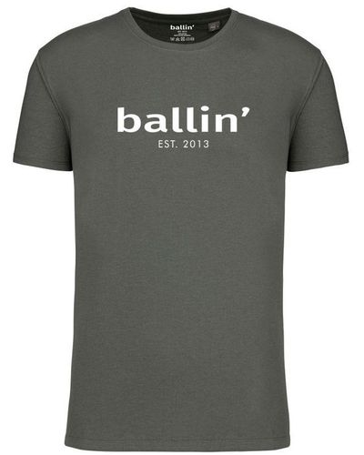 Ballin Amsterdam Est. 2013 Tee Ss Regular Fit Shirt Groen - Grijs