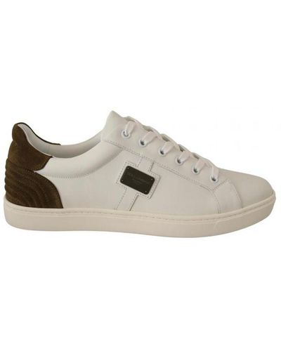 Dolce & Gabbana White Suede Leather Low Tops Trainers