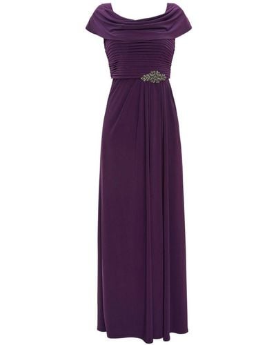 Gina Bacconi Onari Cowl Neck A-Line Matte Jersey Dress - Purple