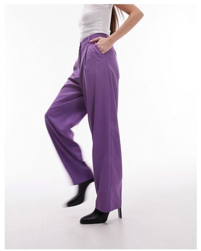 TOPSHOP Co-Ord Button Fly Slouch Peg-Leg Trouser - Purple