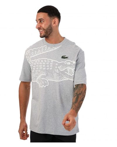 Lacoste T-shirt Met Grote Krokodillenprint Voor , Grijs