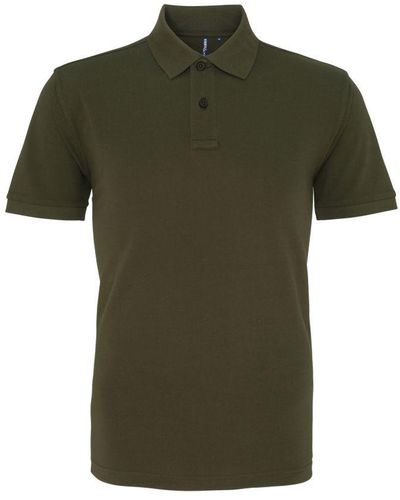 Asquith & Fox Plain Short Sleeve Polo Shirt () Cotton - Green