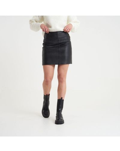 Barneys Originals Real Leather Skirt - Black