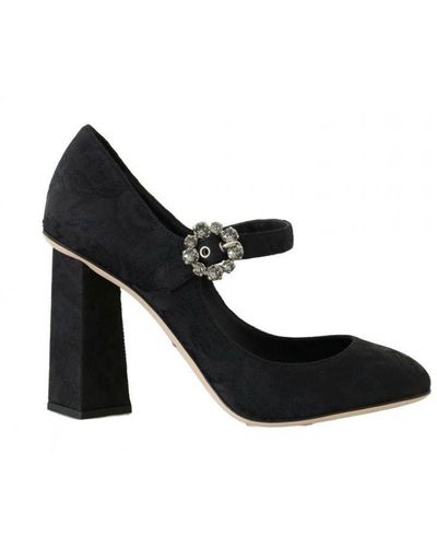 Dolce & Gabbana Brocade High Heels Mary Janes Shoes Silk - Black