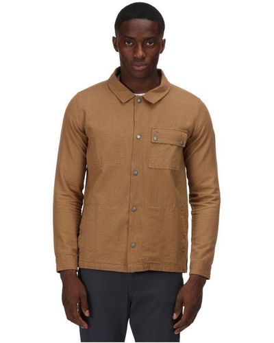 Regatta Jayden Coolweave Cotton Long Sleeve Shirt - Brown