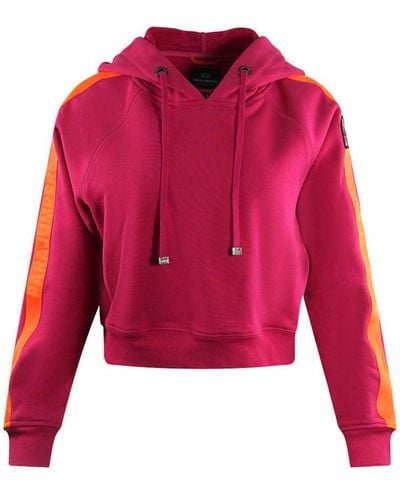 Parajumpers Letta Taped Sleeves Pink Cropped Hoodie - Rood