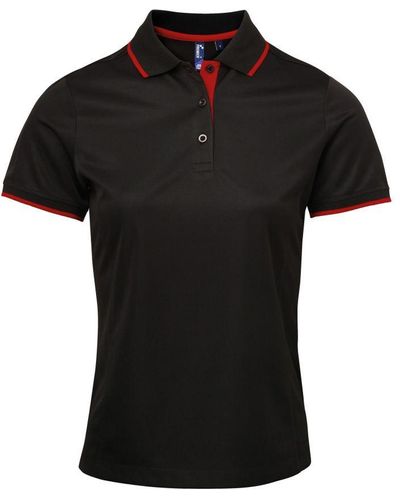 PREMIER Ladies Contrast Coolchecker Polo Shirt (/) - Black