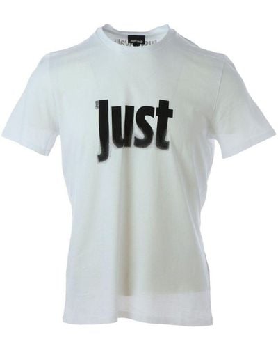 Just Cavalli Fading Logo White T-shirt - Grijs