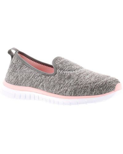 FOCUS BY SHANI Casual Trainers Stroll Slip On Lightweight Memory Foam Textile - Grey