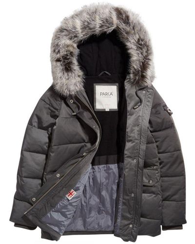 Parka London Nordic Mid-Length Faux Fur Jacket - Black