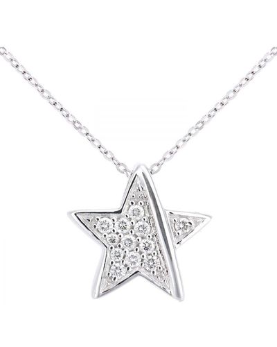 DIAMANT L'ÉTERNEL 18ct White Gold Diamond Star Pendant Necklace Of Length 46cm