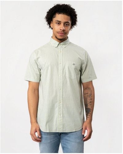 GANT Regular Fit Short Sleeve Poplin Gingham Shirt - Green