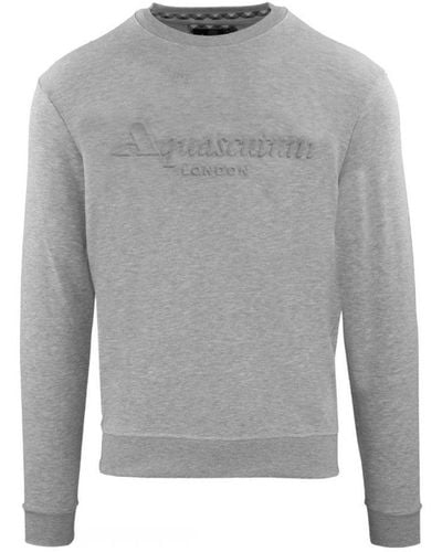 Aquascutum Embossed Brand Logo Sweatshirt Cotton - Grey